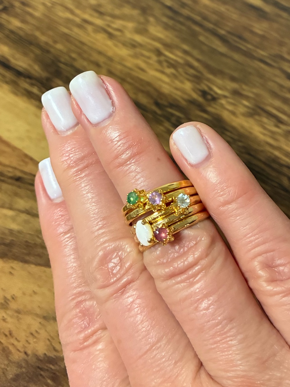Gold Stackable Gemstone Rings - Multicolor Stones